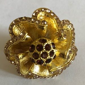 Flower 🌺 Shaped Cocktail Ring Adjust Band Gold 🤩